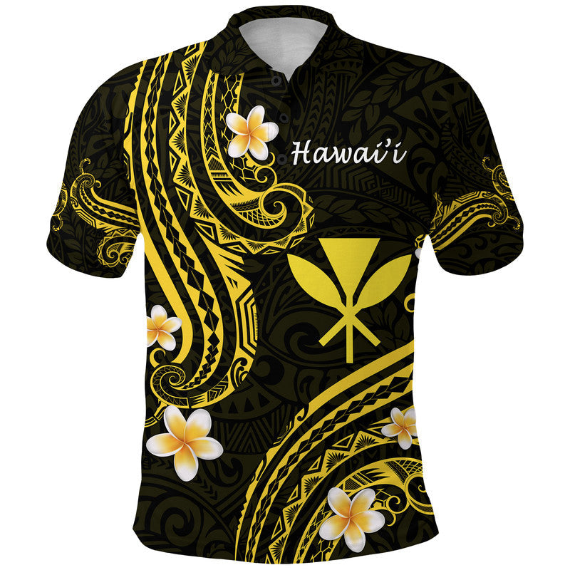 Hawaii Polo Shirt Gold Polynesian Line Style LT9