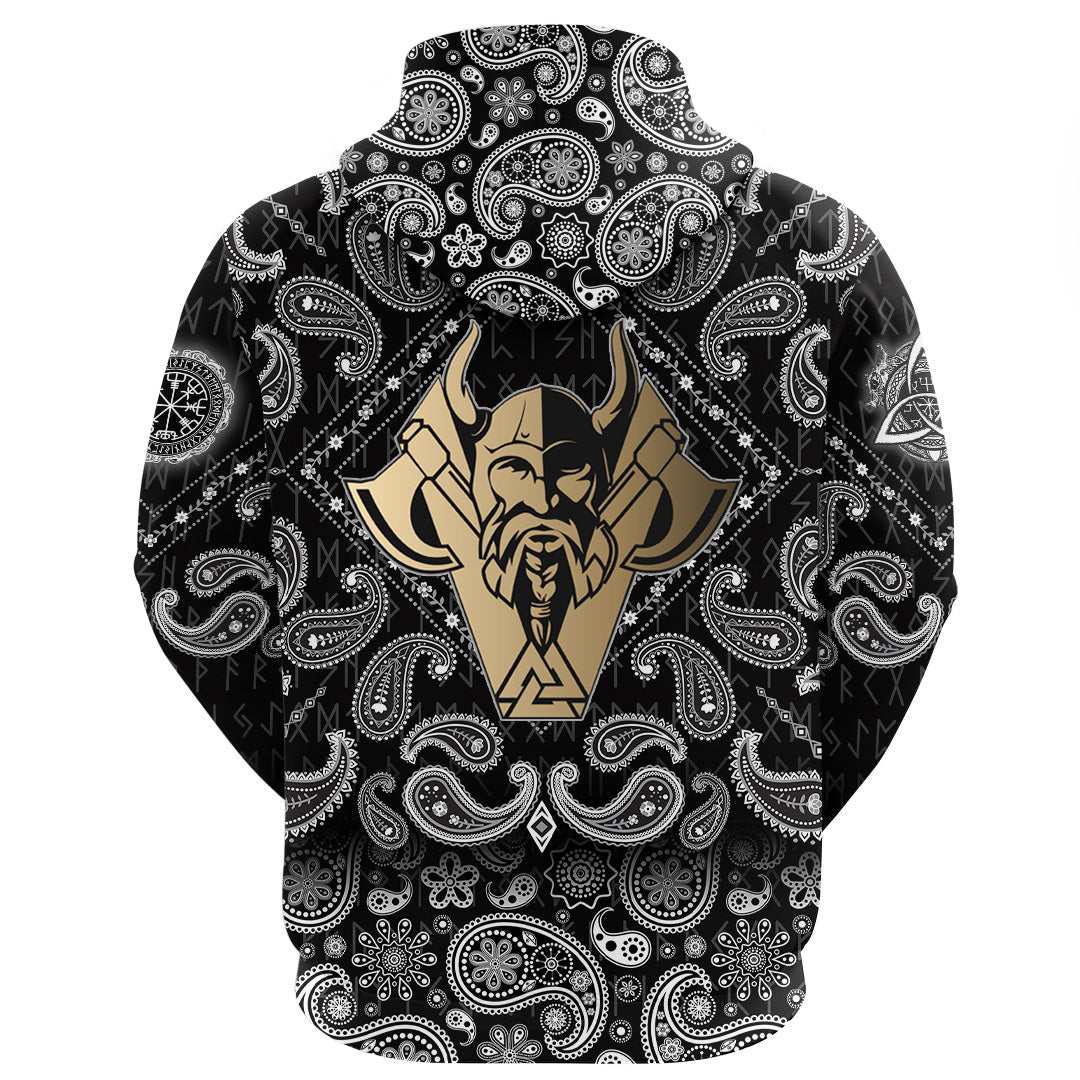 Viking Hoodie Golden Odin with Bandana Paisley Style RLT12