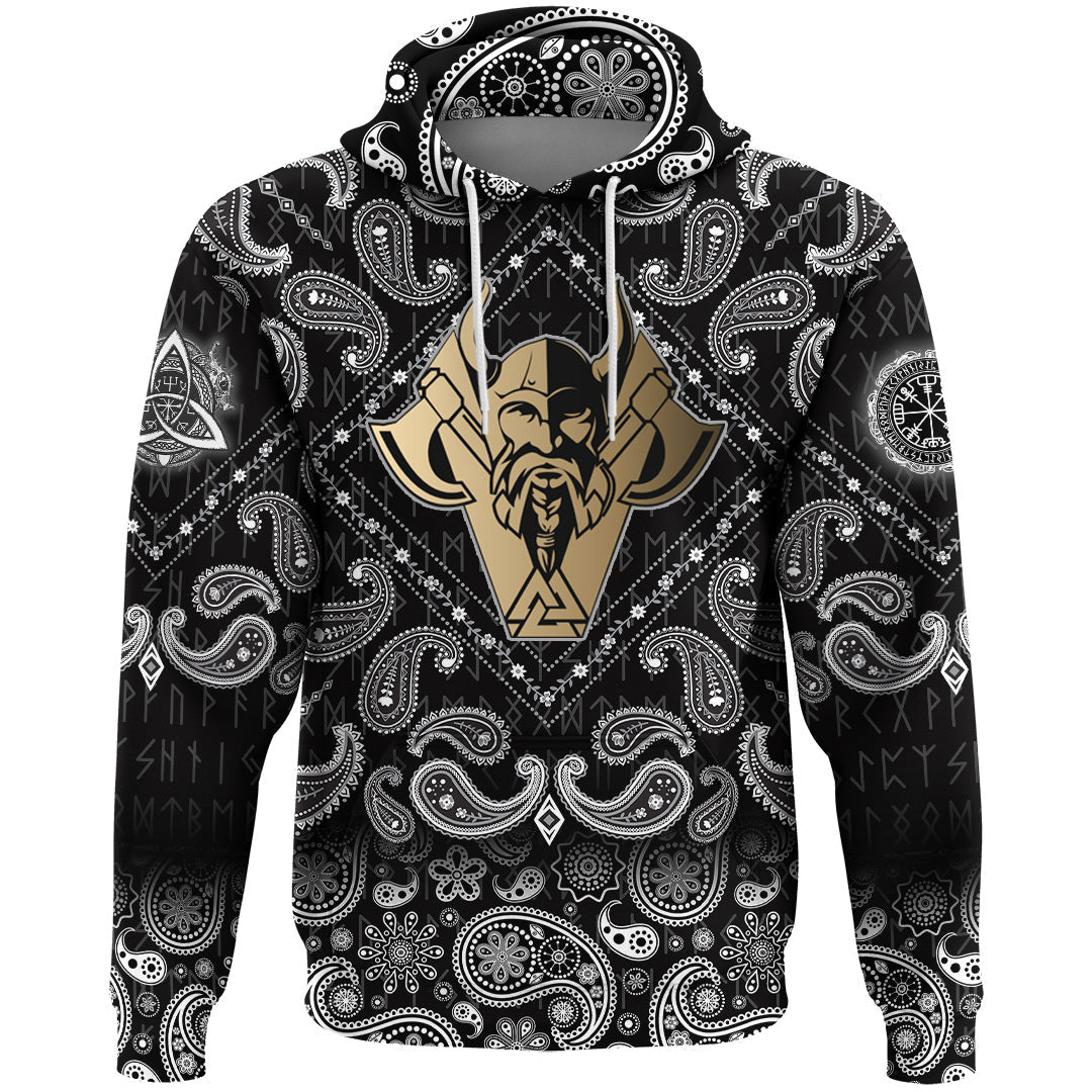 Viking Hoodie Golden Odin with Bandana Paisley Style RLT12
