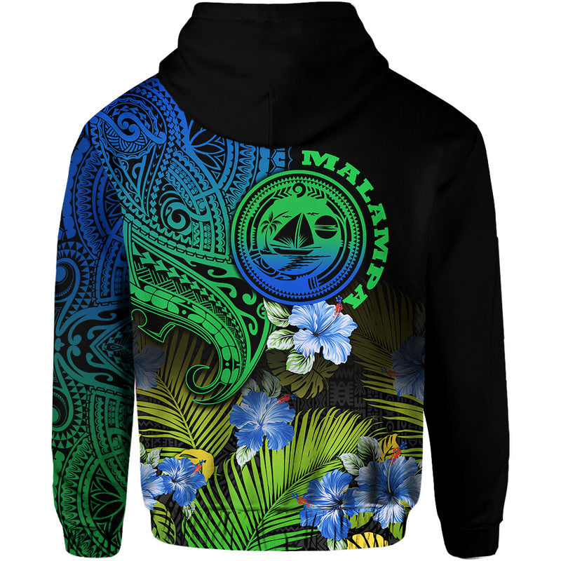 Vanuatu Malampa Province Hoodie Hibiscus Tribal Polynesian Tattoo Ver Gradient LT9