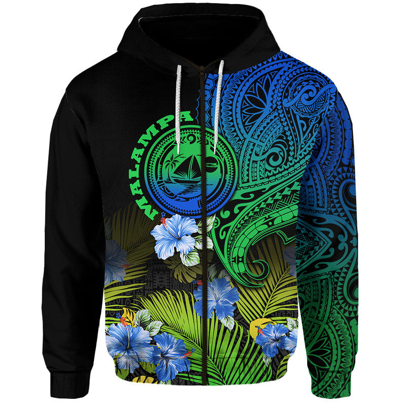 Vanuatu Malampa Province Hoodie Hibiscus Tribal Polynesian Tattoo Ver Gradient LT9