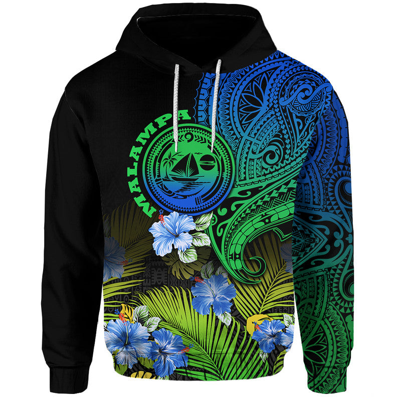 Vanuatu Malampa Province Hoodie Hibiscus Tribal Polynesian Tattoo Ver Gradient LT9