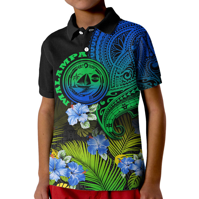 Custom Malampa Province Vanuatu Polo Shirt Hibiscus Tribal Polynesian Tattoo Ver Gradient LT9