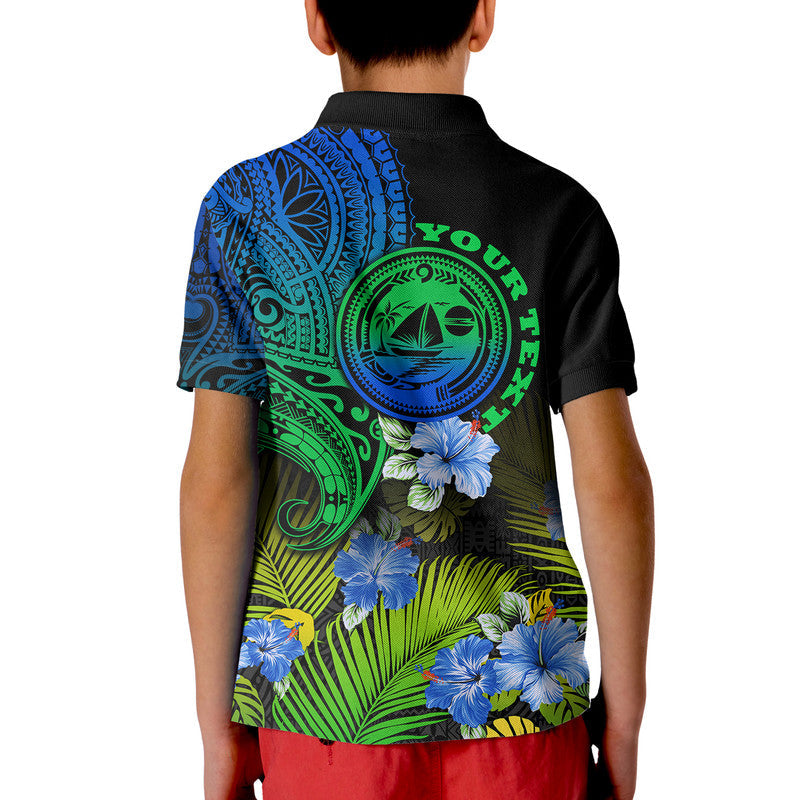 Custom Malampa Province Vanuatu Polo Shirt Hibiscus Tribal Polynesian Tattoo Ver Gradient LT9