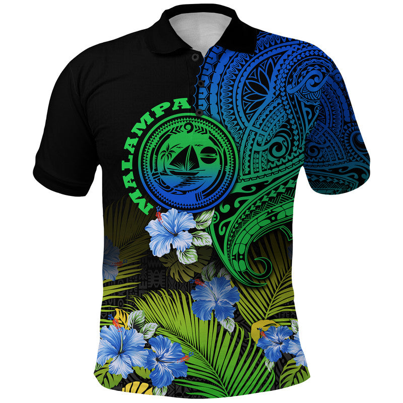 Custom Malampa Province Vanuatu Polo Shirt Hibiscus Tribal Polynesian Tattoo Ver Gradient LT9