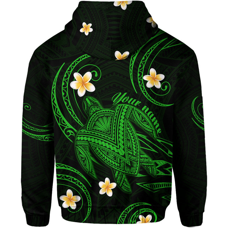 Custom Hawaii Hoodie Hawaiian Turtle Plumeria Mixed Polynesian Green Style LT9