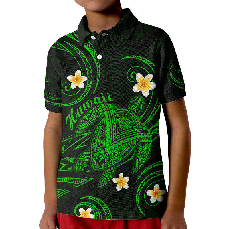 Hawaii Polo Shirt Hawaiian Turtle Plumeria Mixed Polynesian Green Style LT9