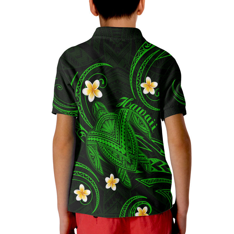 Hawaii Polo Shirt Hawaiian Turtle Plumeria Mixed Polynesian Green Style LT9
