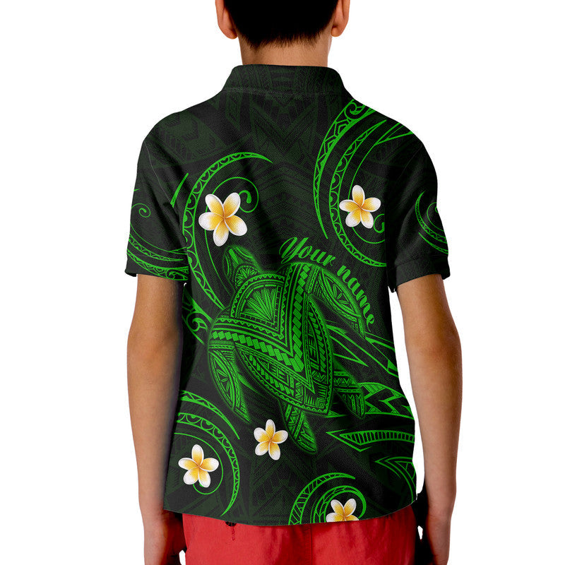 Custom Hawaii Polo Shirt Hawaiian Turtle Plumeria Mixed Polynesian Green Style LT9