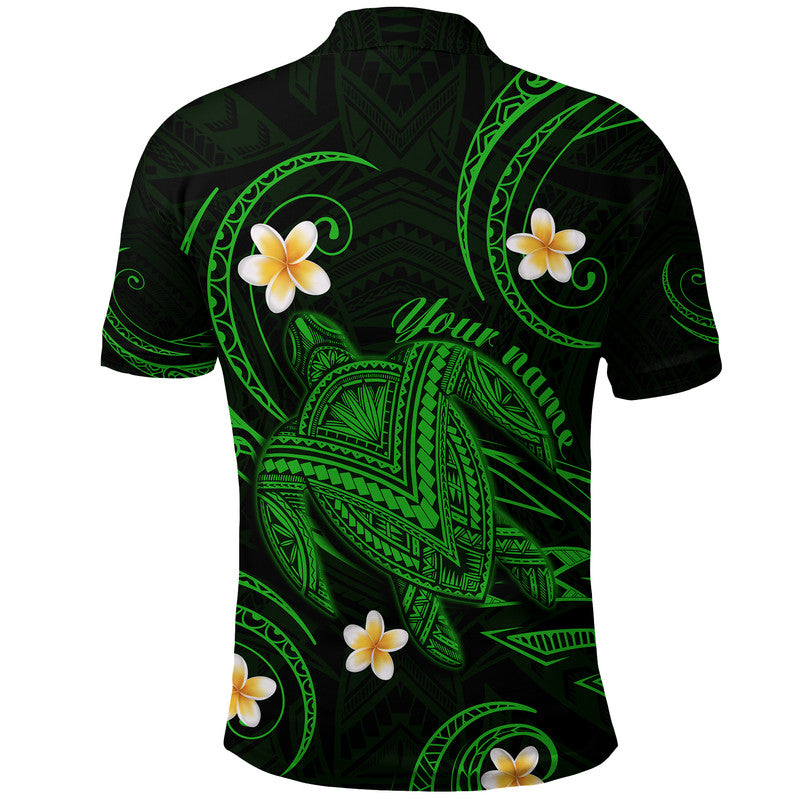 Custom Hawaii Polo Shirt Hawaiian Turtle Plumeria Mixed Polynesian Green Style LT9