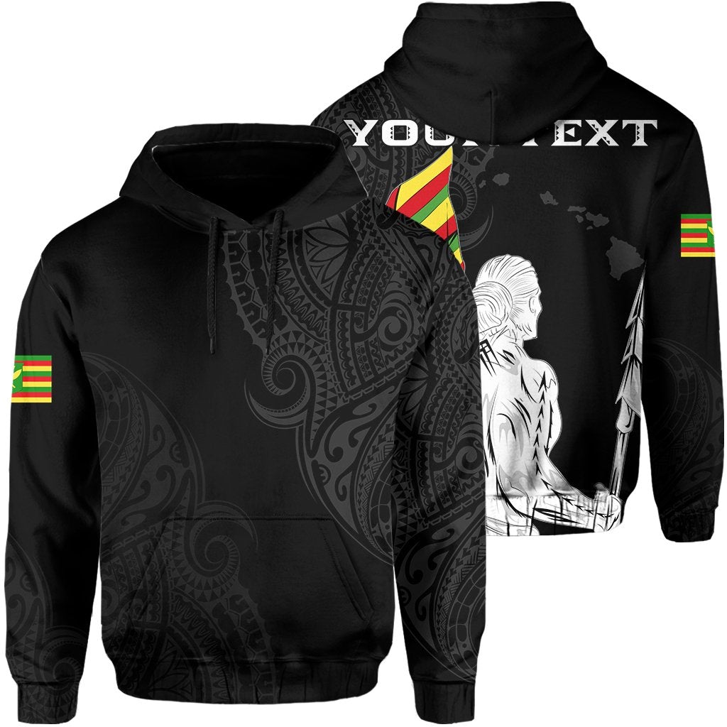 Custom Hawaii Kanaka Map Polynesian Warrior Ikaika Hoodie William Style Grey