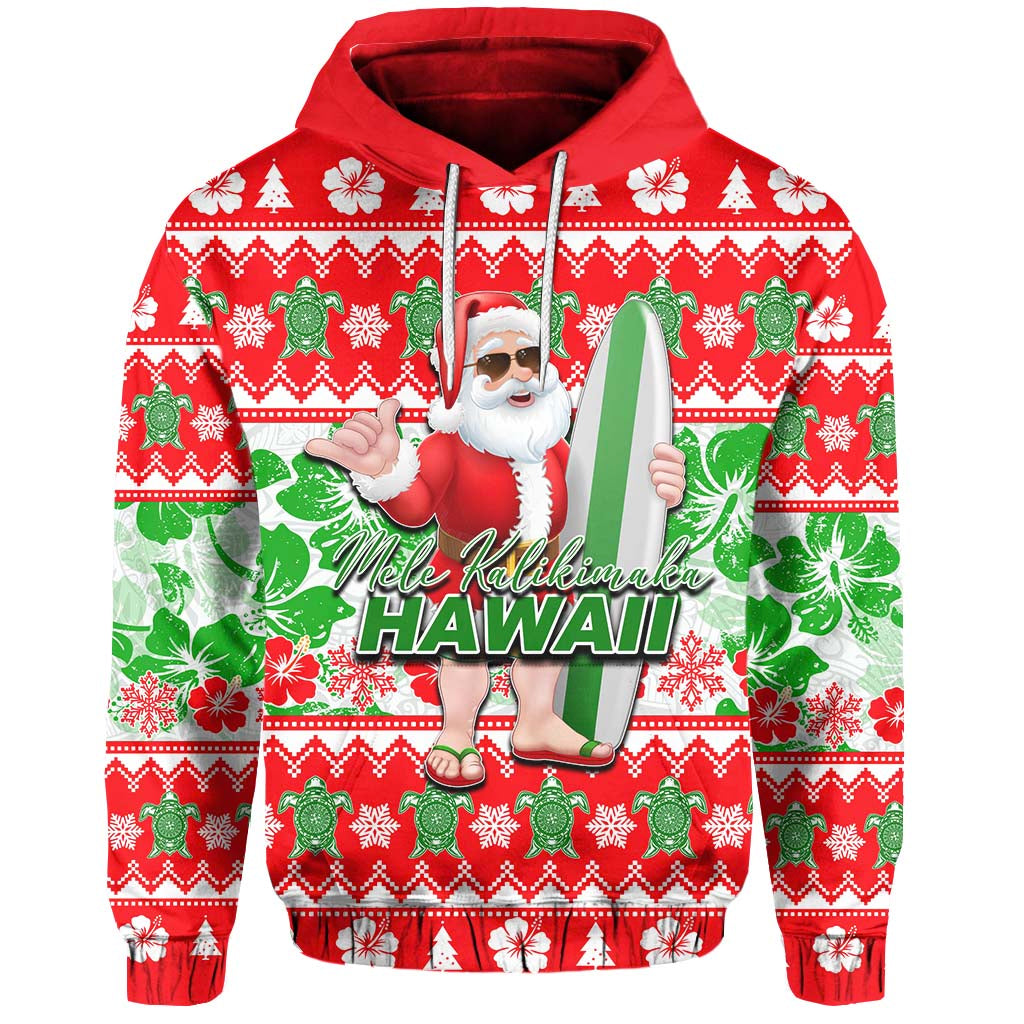Hawaii Mele Kalikimaka Christmas Hoodie Cool Santa Claus LT6
