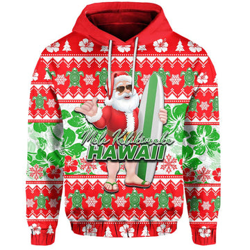 Hawaii Mele Kalikimaka Christmas Hoodie Cool Santa Claus LT6