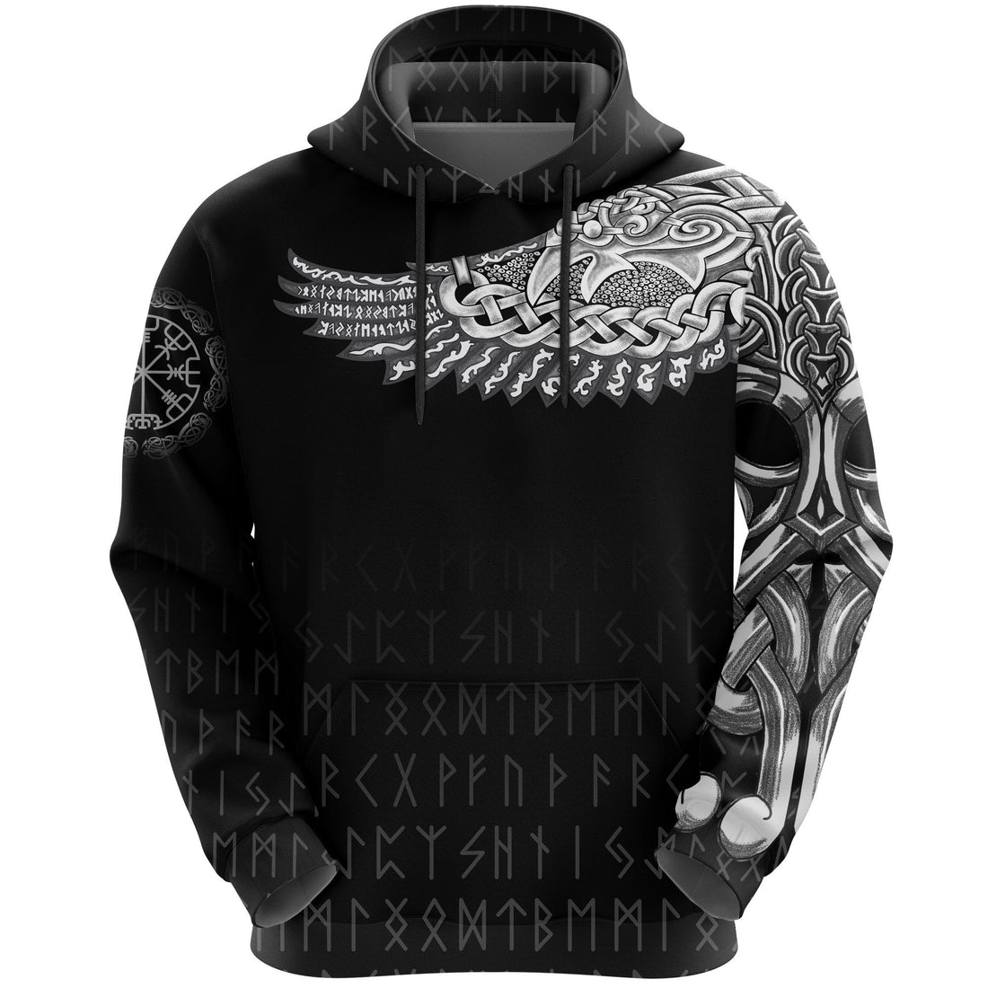 Viking Hoodie The Raven Of Odin Tattoo Style RLT12