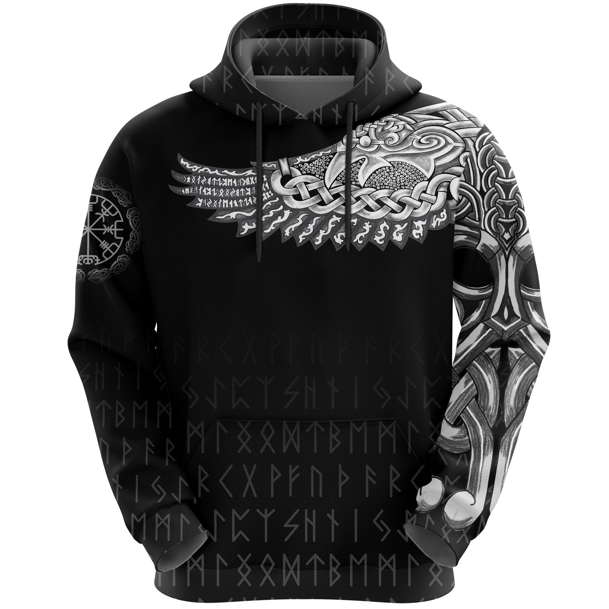 Viking Hoodie The Raven Of Odin Tattoo Style RLT12