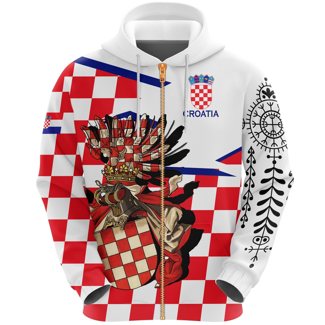 Croatia Zipper Hoodie Croatian Tattoo