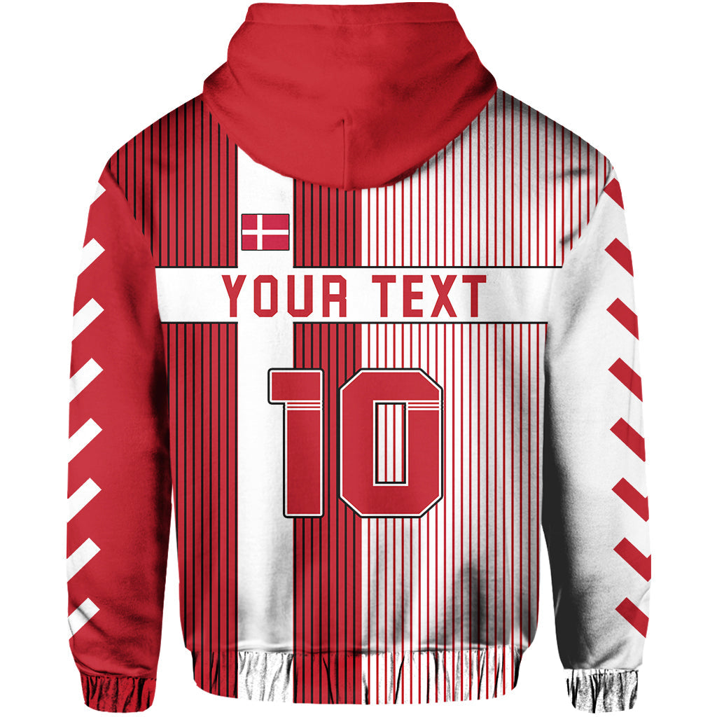 Custom Denmark Football Zip Hoodie Come on Denmark Custom Text and Number LT13