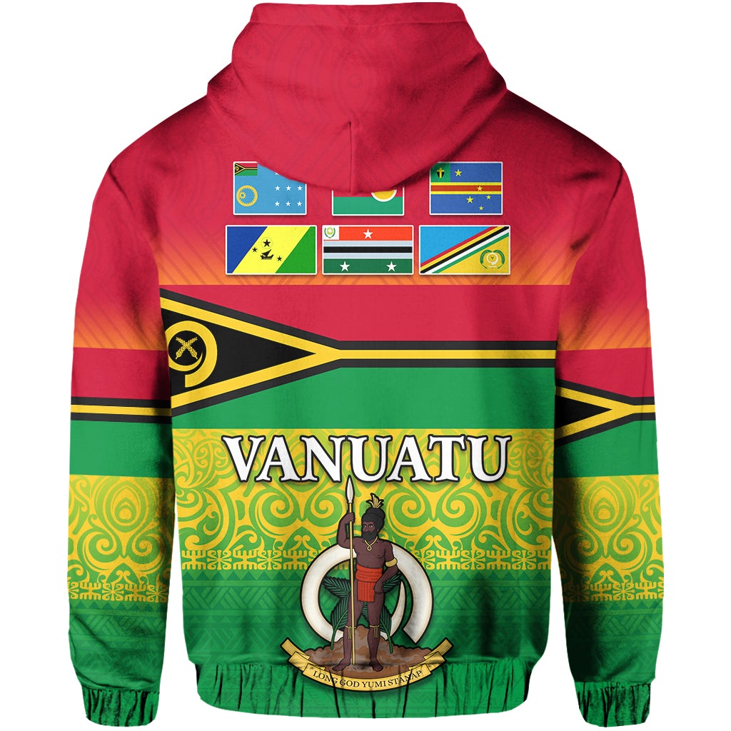 Vanuatu Color Zip Hoodie Six Provinces and Map LT13