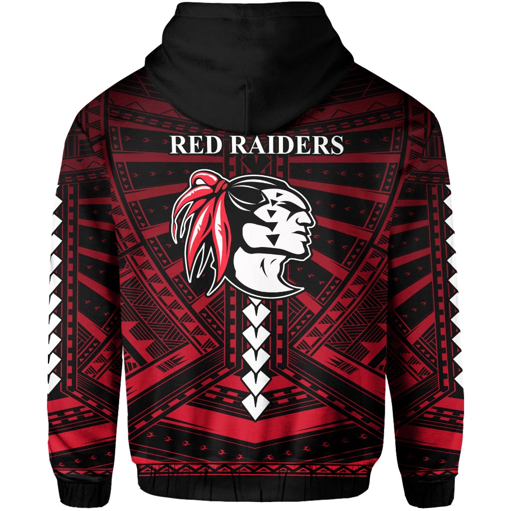 Polynesian Red Raiders Hoodie Kahuku Hawaii School LT13