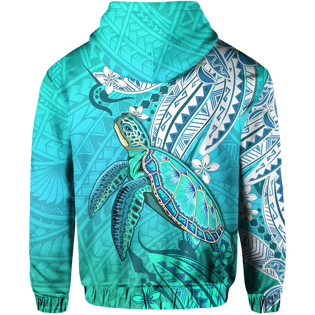 Custom Hawaiian Islands Zip Hoodie Turtle Mix Hawaii Polynesian LT13