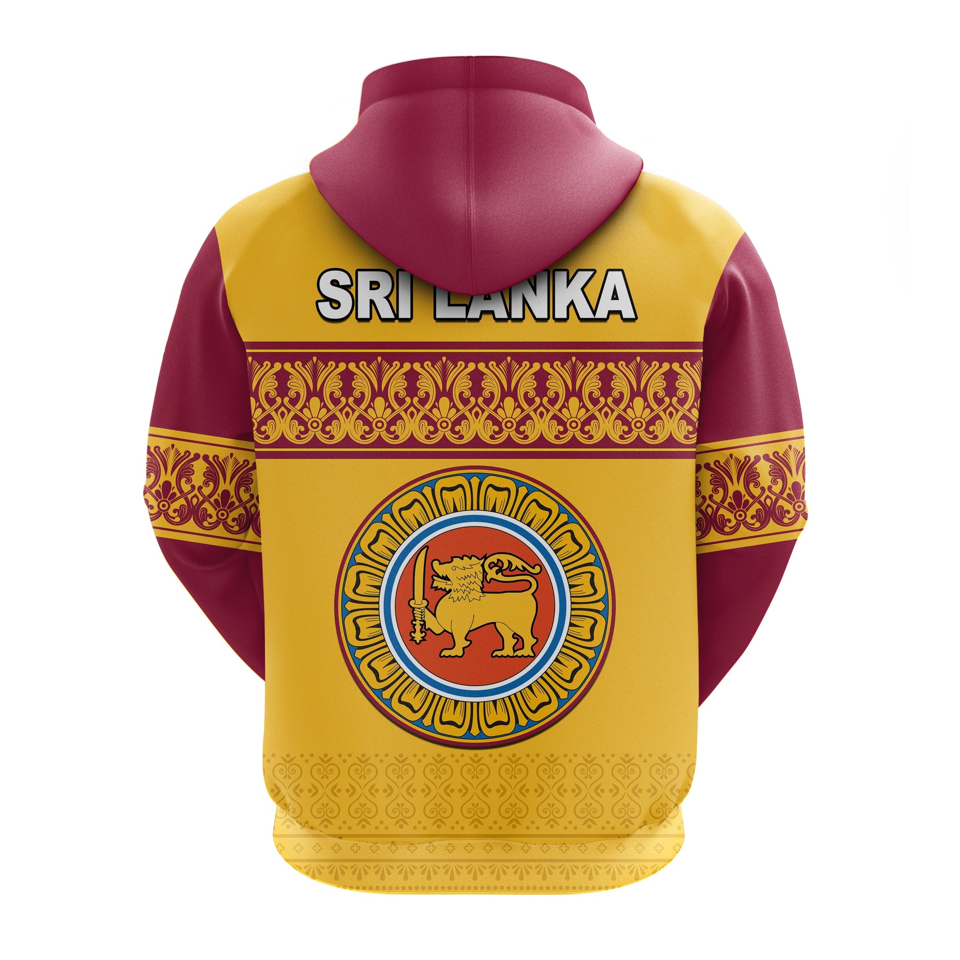 Sri Lanka Hoodie Traditional Pattern and Lion Flag LT13