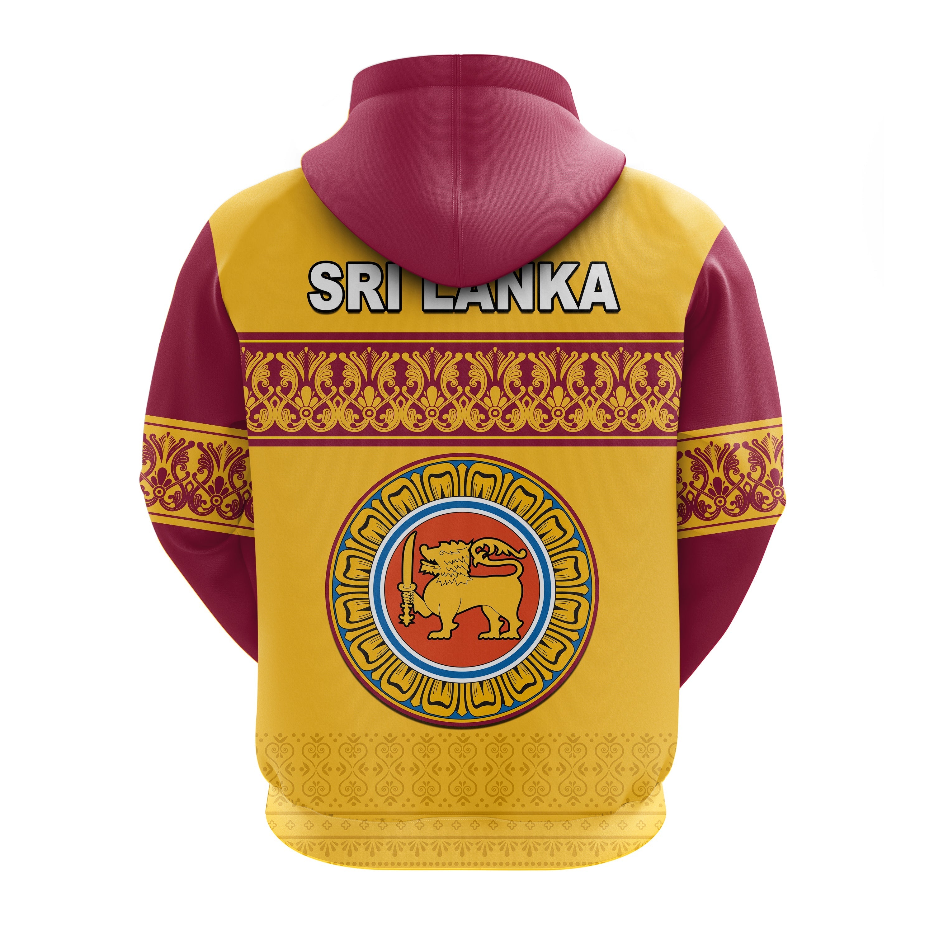 Sri Lanka Hoodie Traditional Pattern and Lion Flag LT13