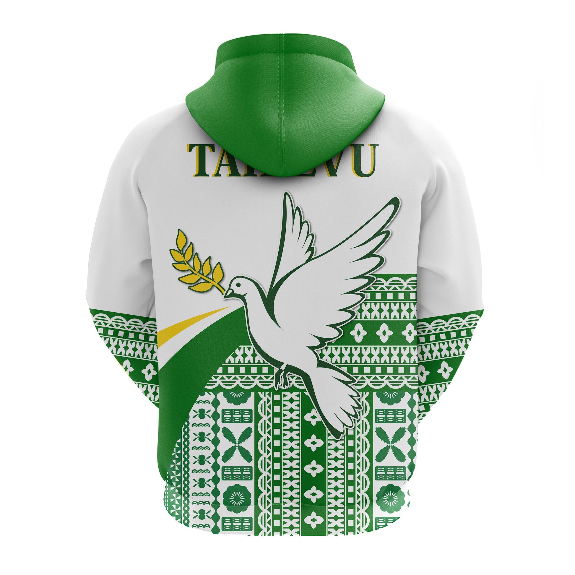 Tailevu Rugby Hoodie Fiji Rugby Tapa Pattern White LT13