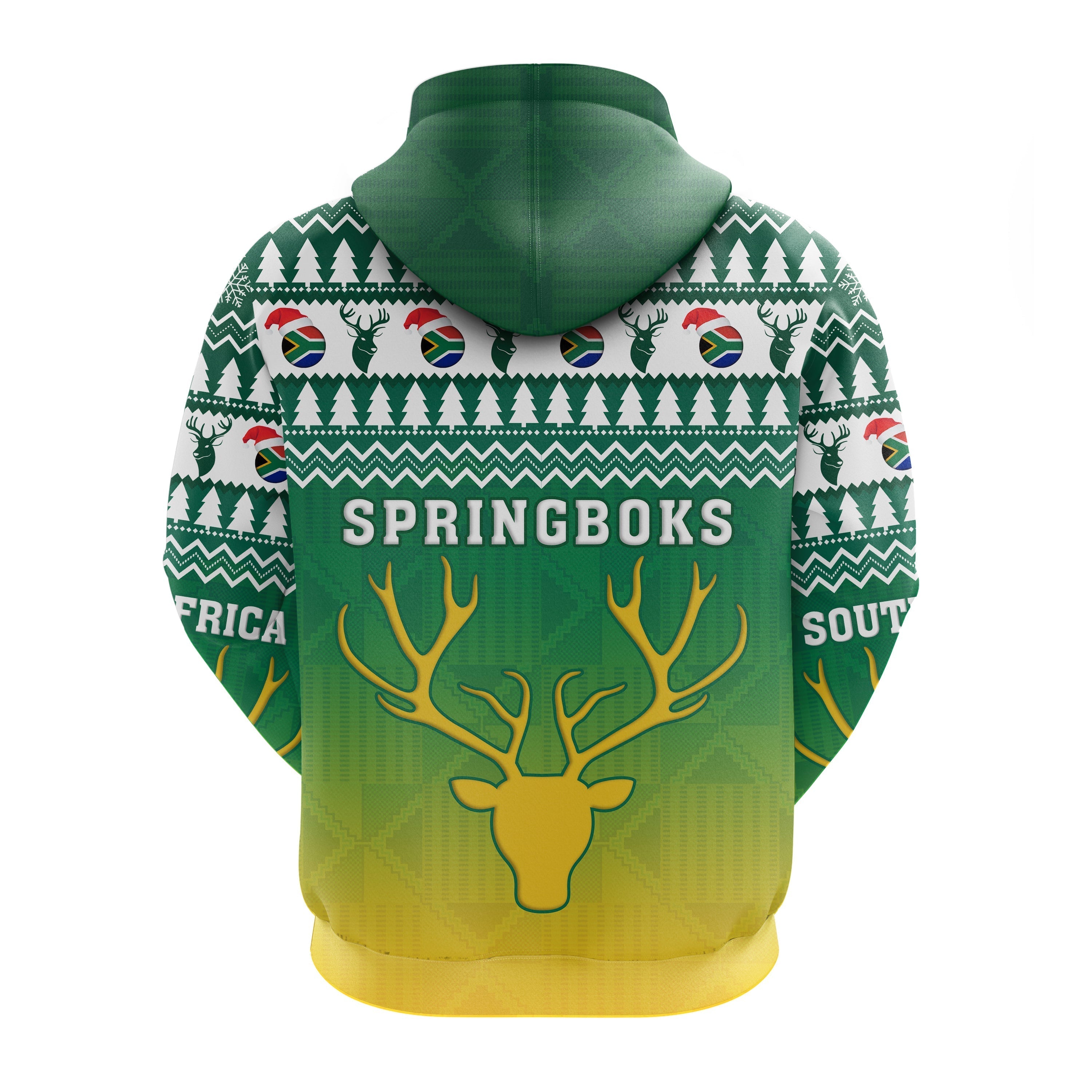 South Africa Rugby Christmas Zip Hoodie Proud Springboks LT13