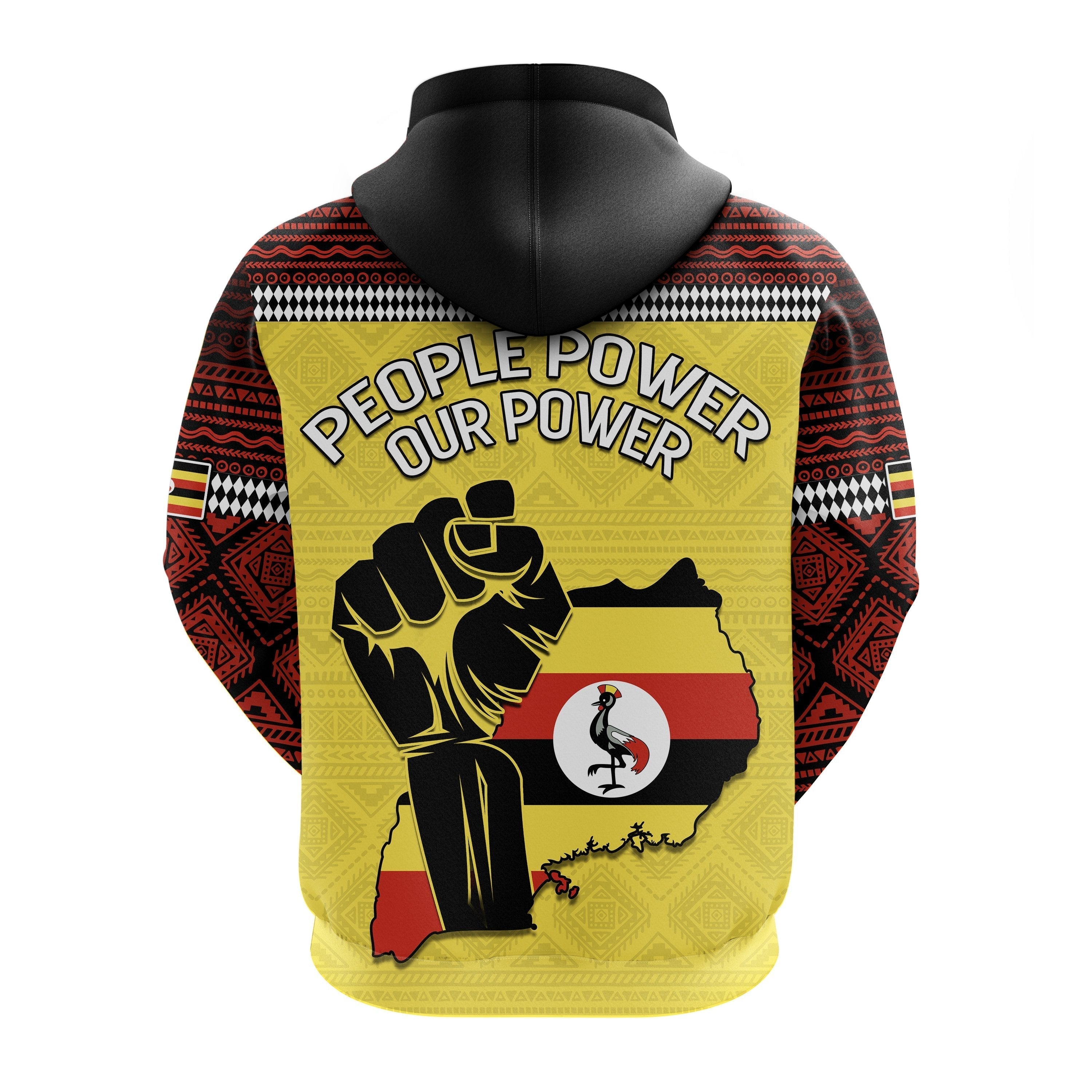 Uganda Zip Hoodie African Pattern People Power Our Power LT13