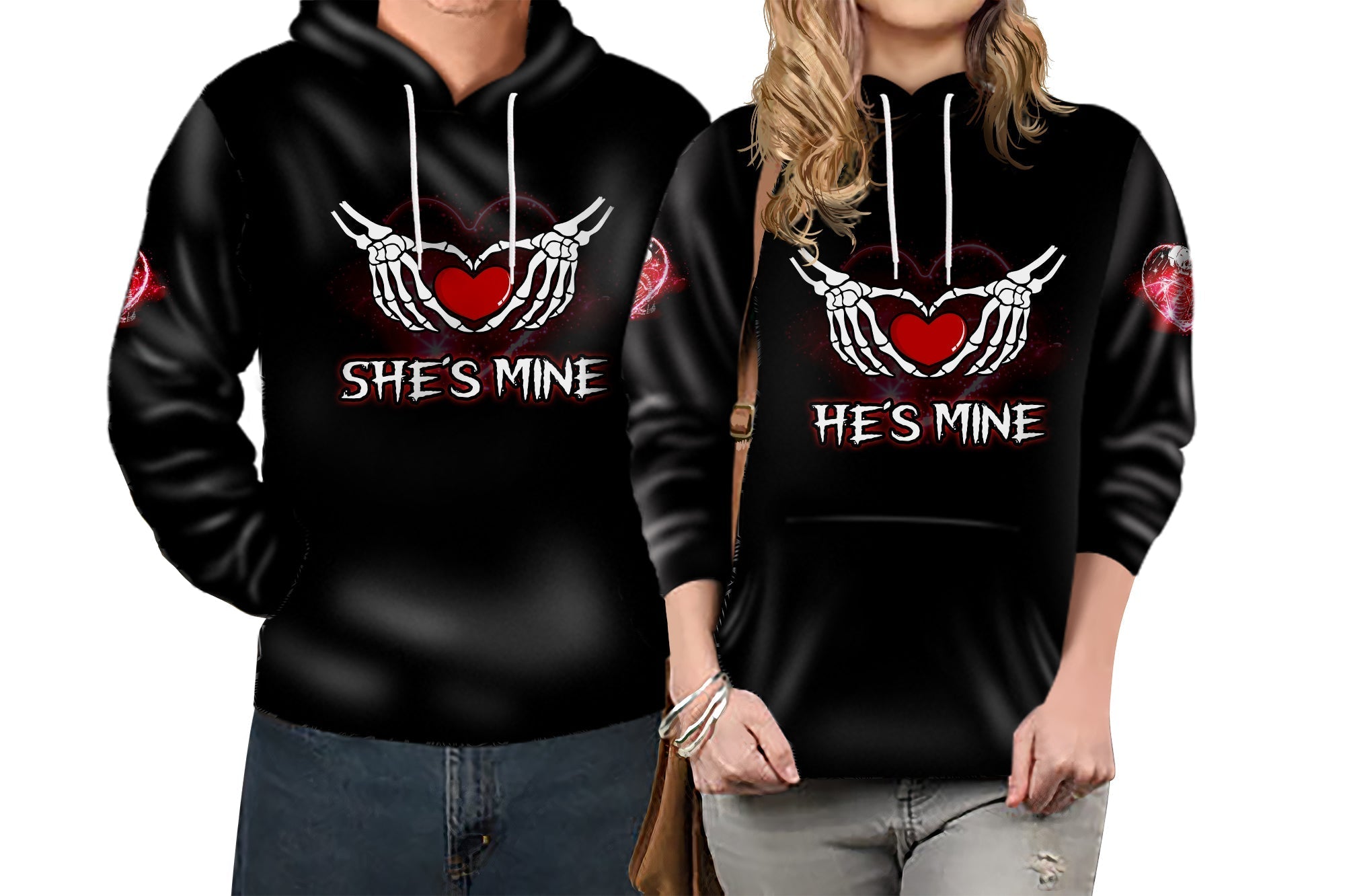 Love You To Death Skull Forever Love Couple All Over Print Hoodie LT13