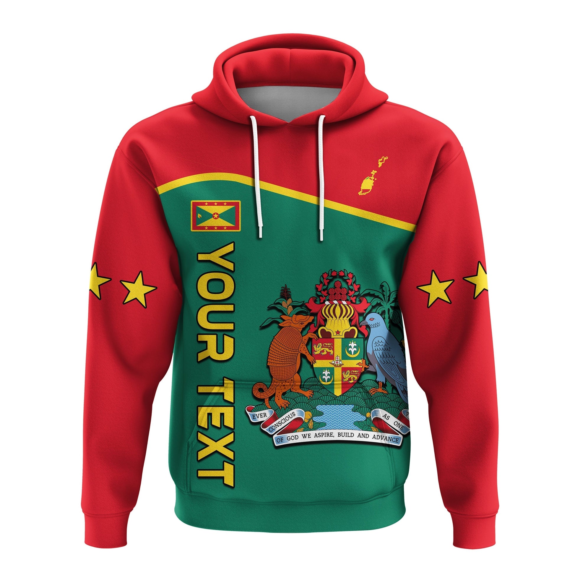 Custom Personalised Grenada Hoodie Coat Of Arms and Map Impressive LT13