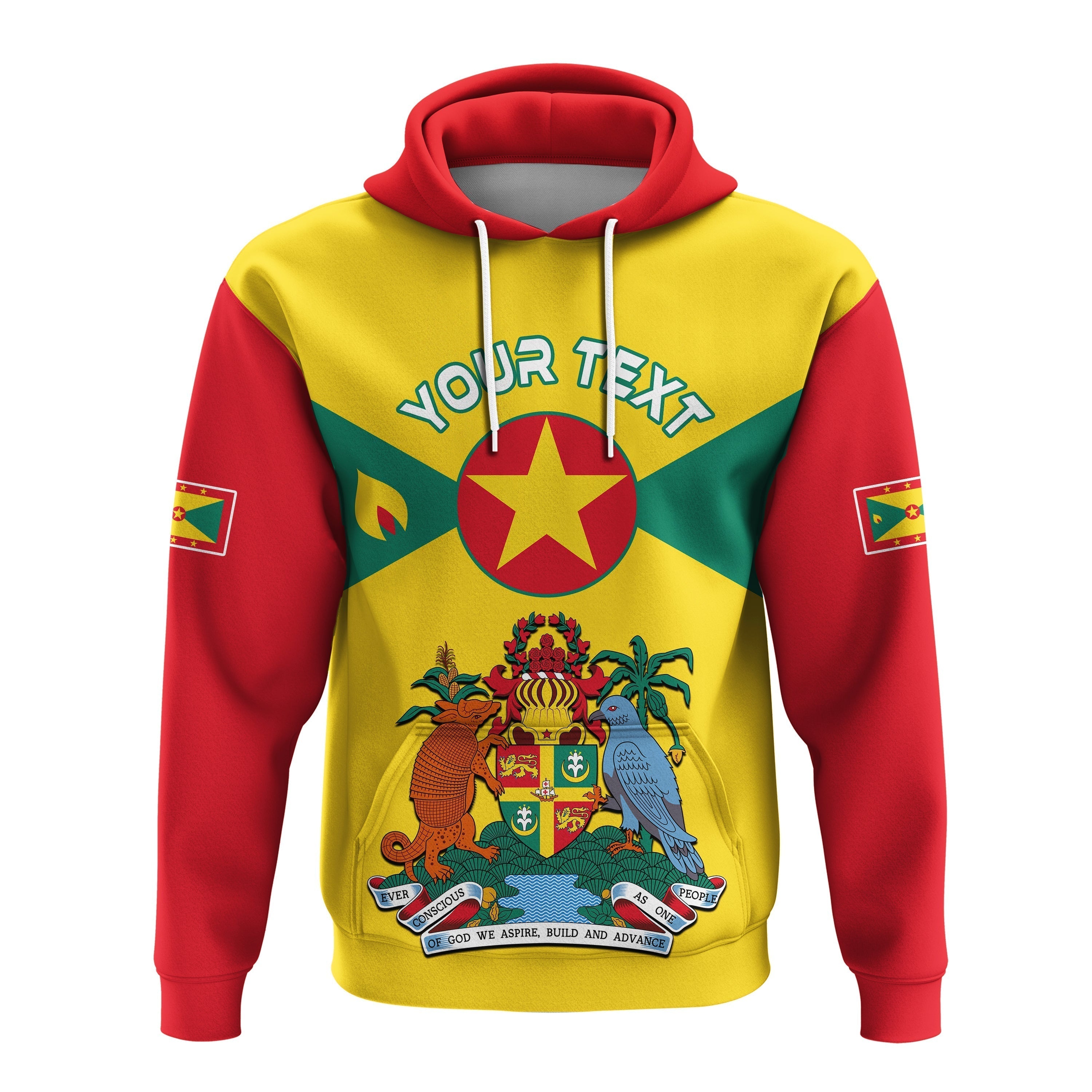 Custom Personalised Grenada Hoodie Power Grenada Mix Coat Of Arms LT13
