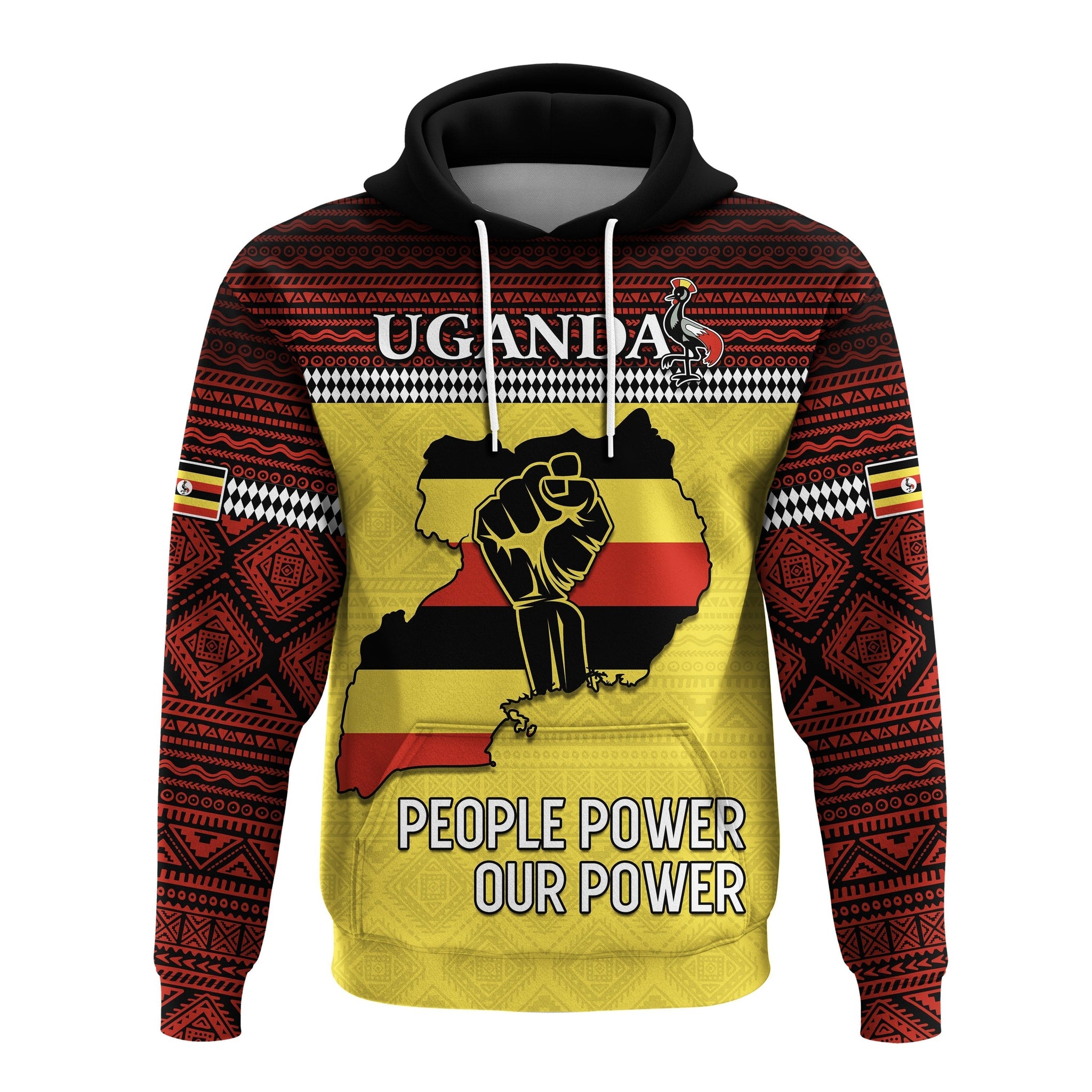Uganda Hoodie African Pattern People Power Our Power LT13
