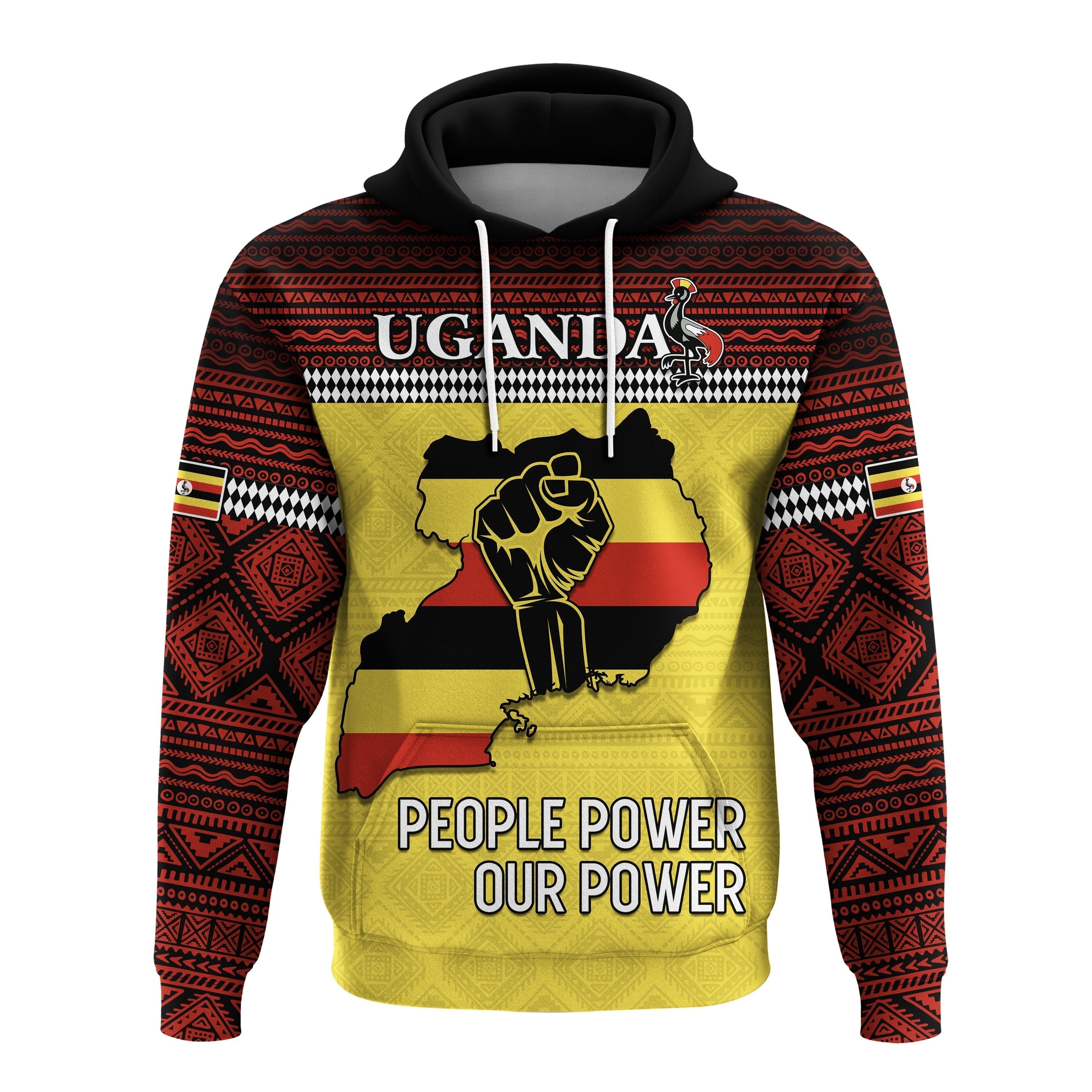 Uganda Hoodie African Pattern People Power Our Power LT13