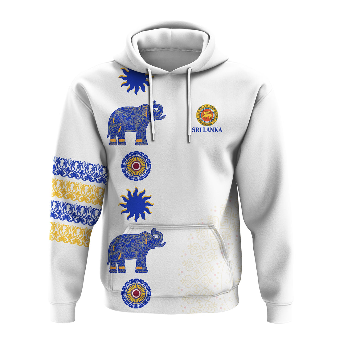 Sri Lanka Hoodie Traditional Pattern and Elephants LT13