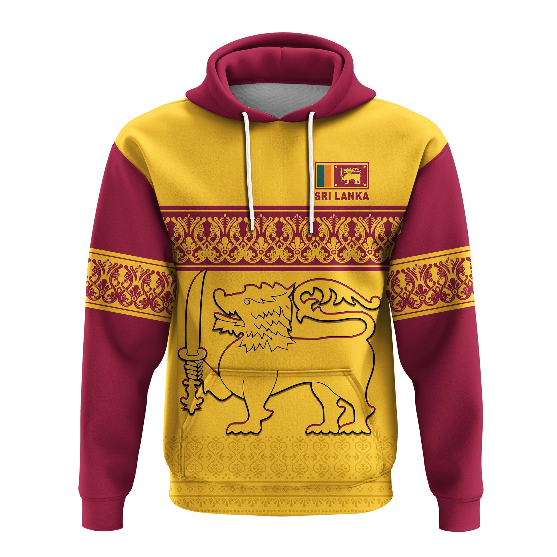 Sri Lanka Hoodie Traditional Pattern and Lion Flag LT13
