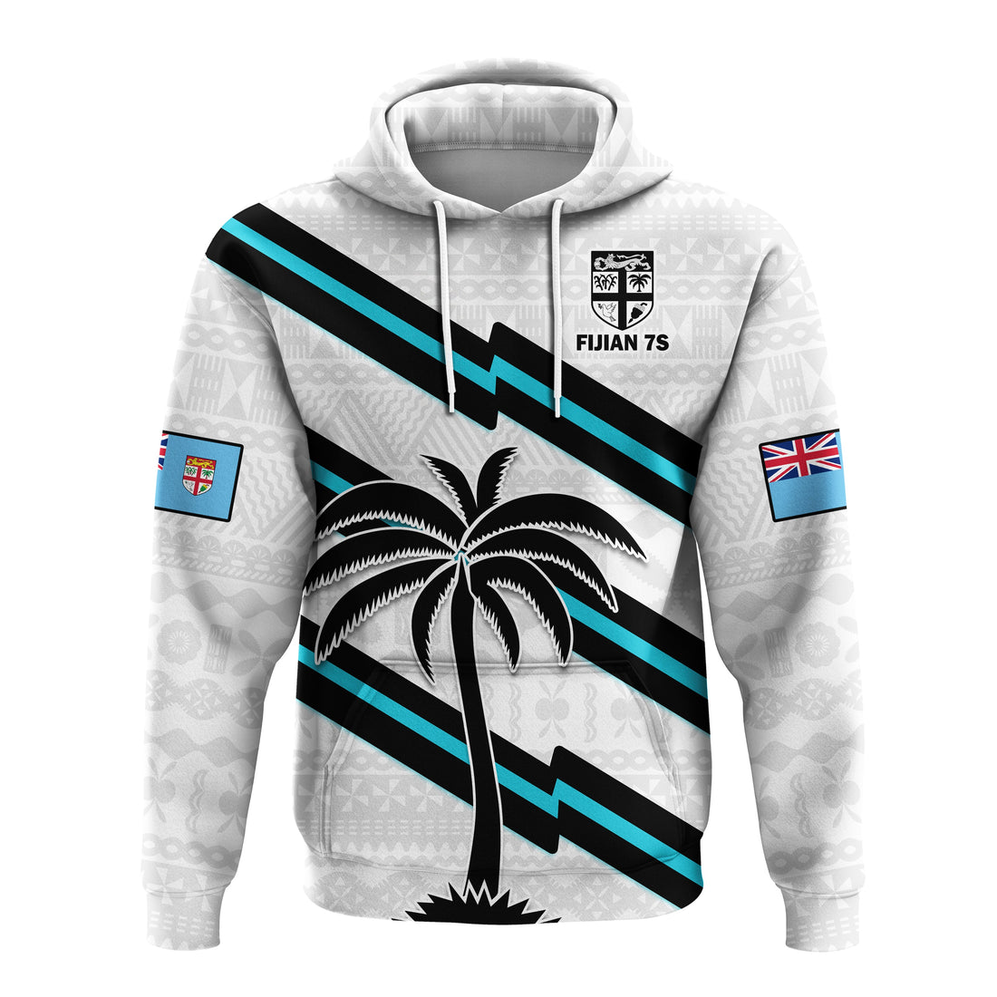Custom Fiji Rugby Tapa Pattern Fijian 7s White Hoodie LT14