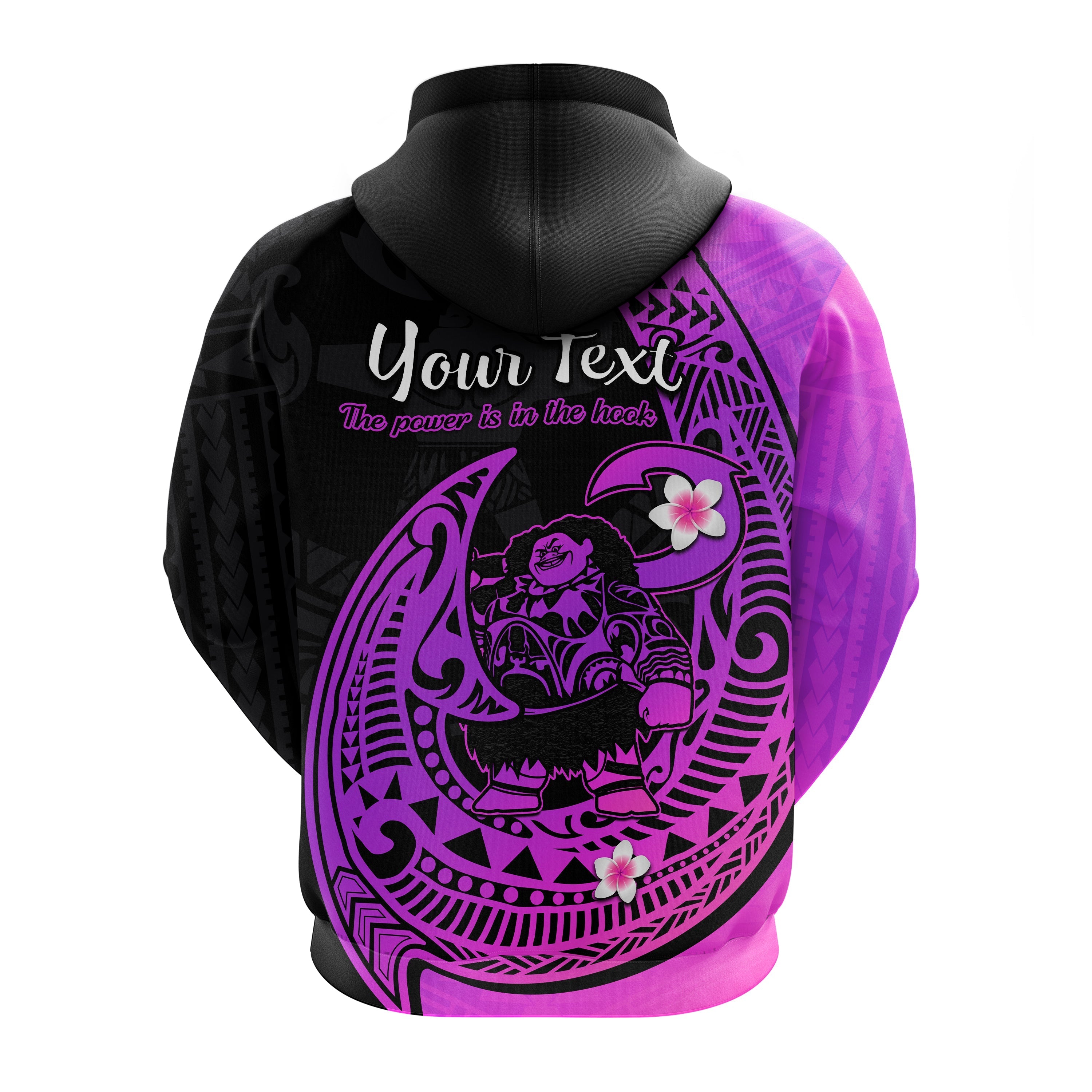 Custom Mauis Fish Hook Hoodie Polynesian Magenta Gradient Version LT14