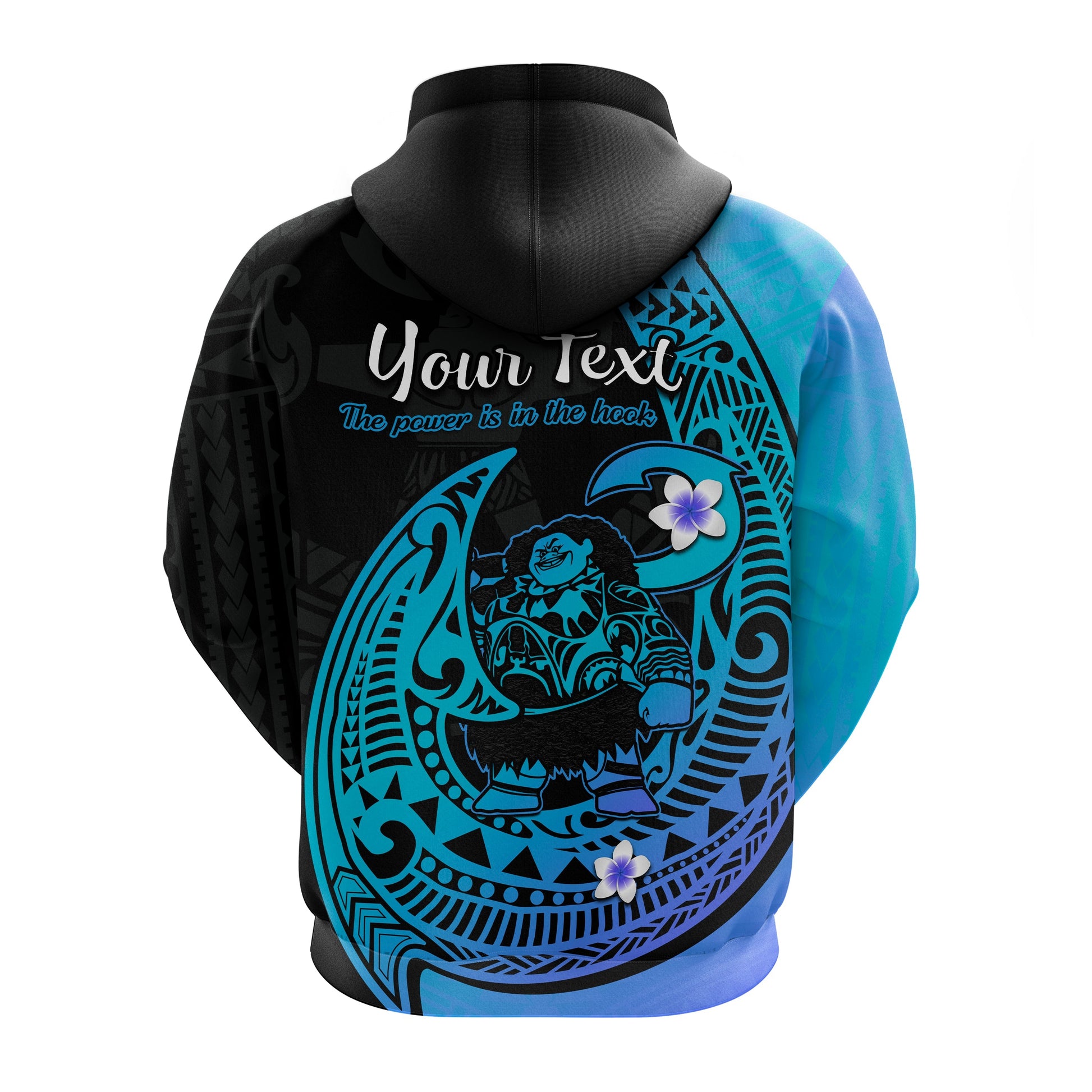 Custom Mauis Fish Hook Hoodie Polynesian Turquoise Gradient Version LT14