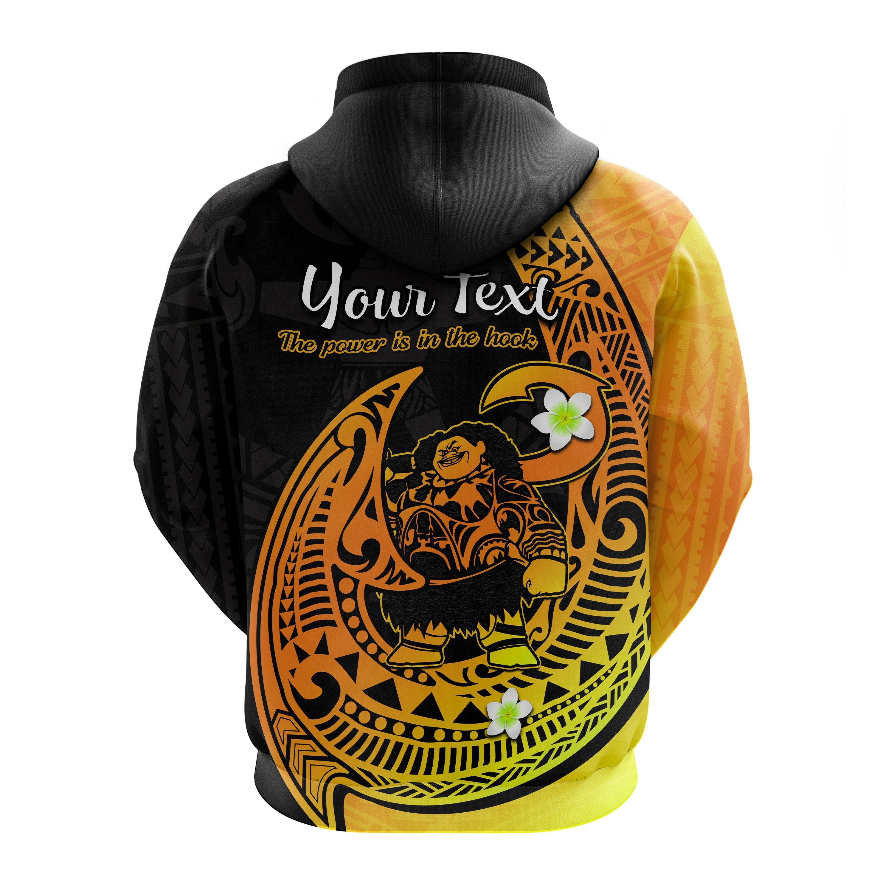 Custom Mauis Fish Hook Hoodie Polynesian Gold Gradient Version LT14