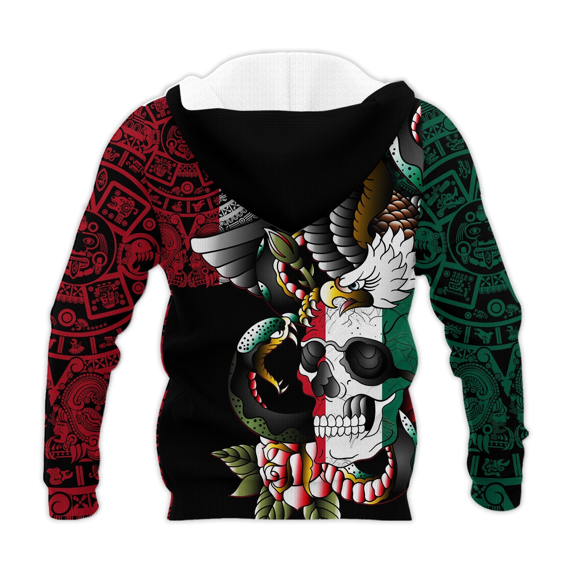 Custom Mexico Hoodie Mexican Skull Eagle With Angry Snake LT14