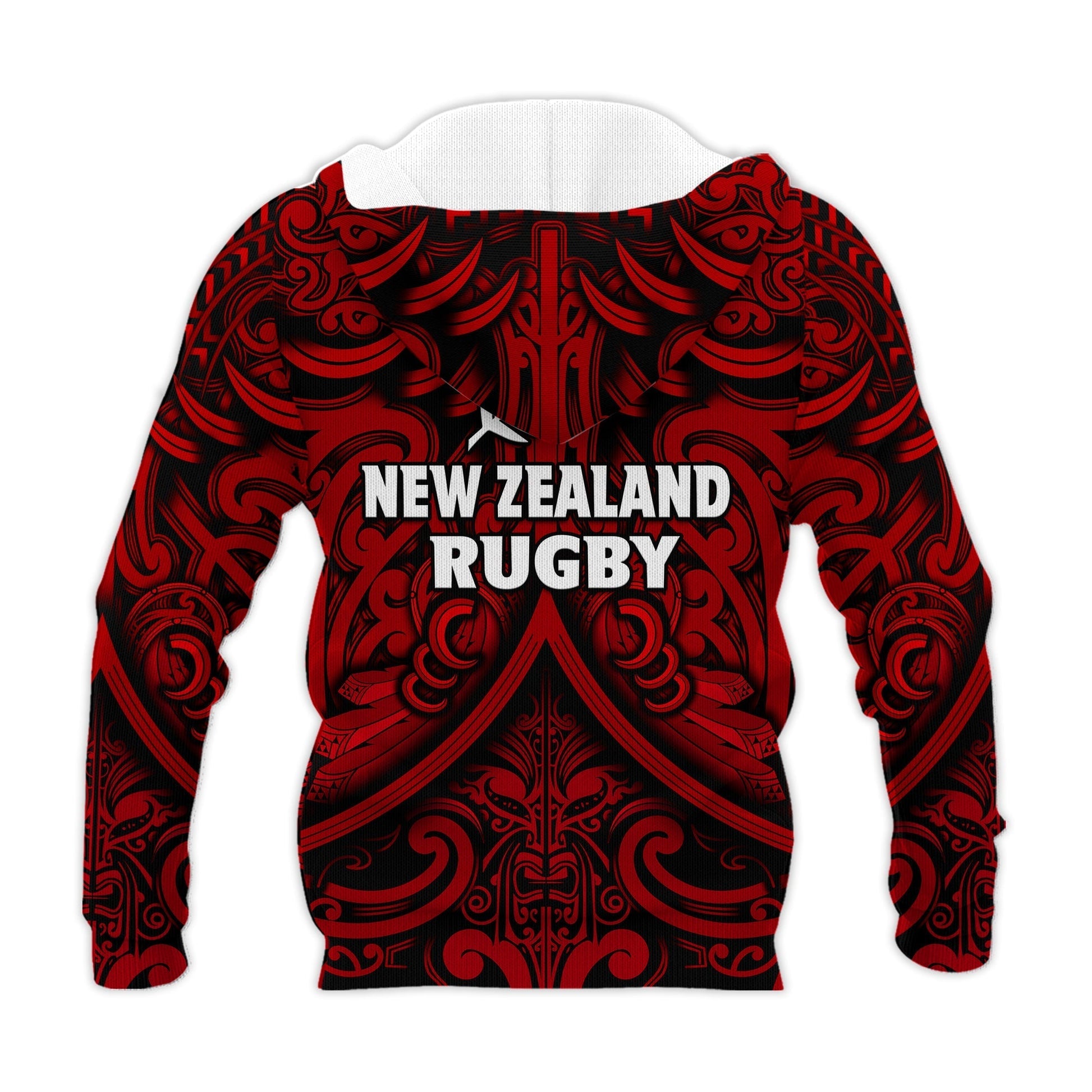 New Zealand Silver Fern Rugby Hoodie All Black Red NZ Maori Pattern LT13