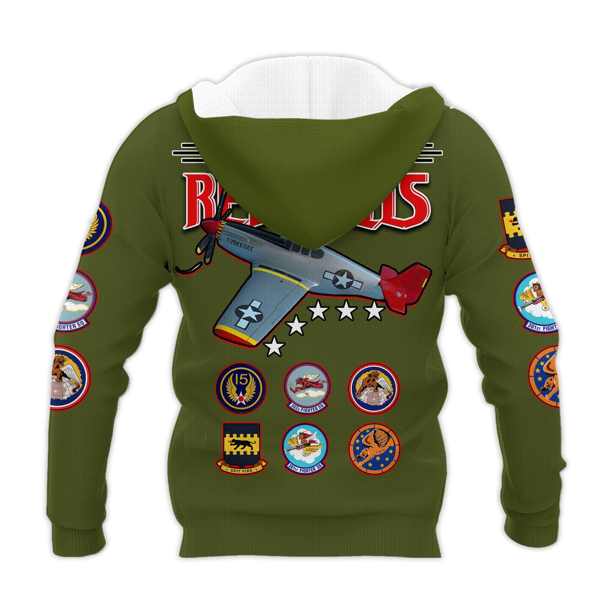Custom Tuskegee Airmen Hoodie US Military Army Green Red Tails LT13