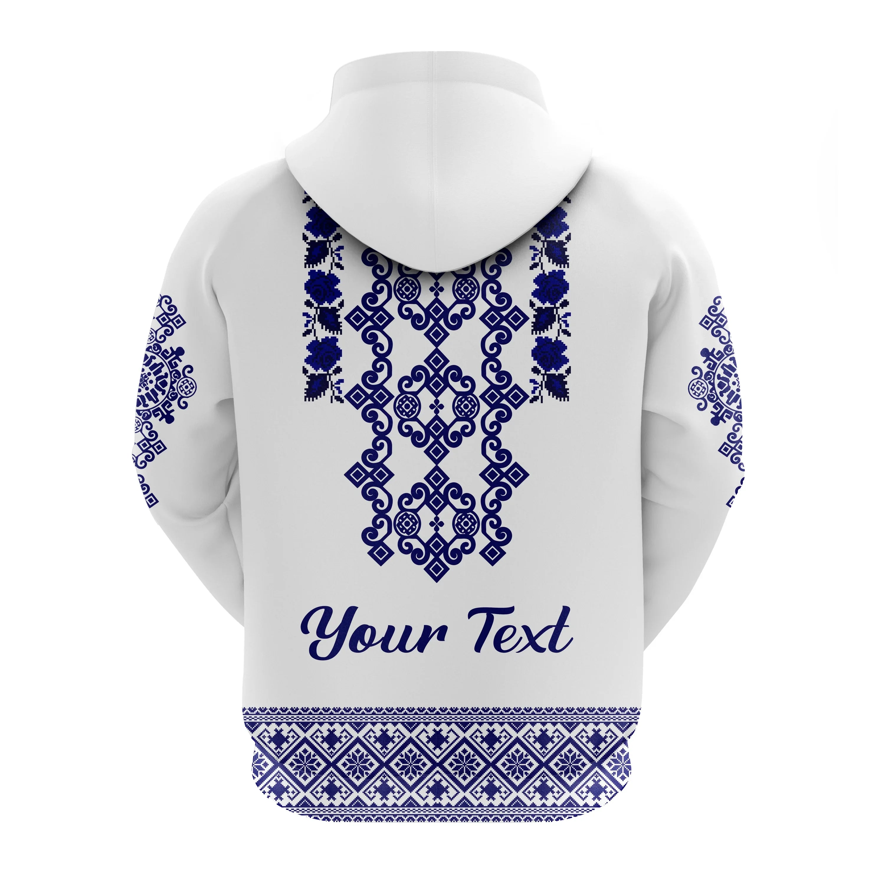 Custom Ukraine Hoodie Navy Ukrainian Folk LT14