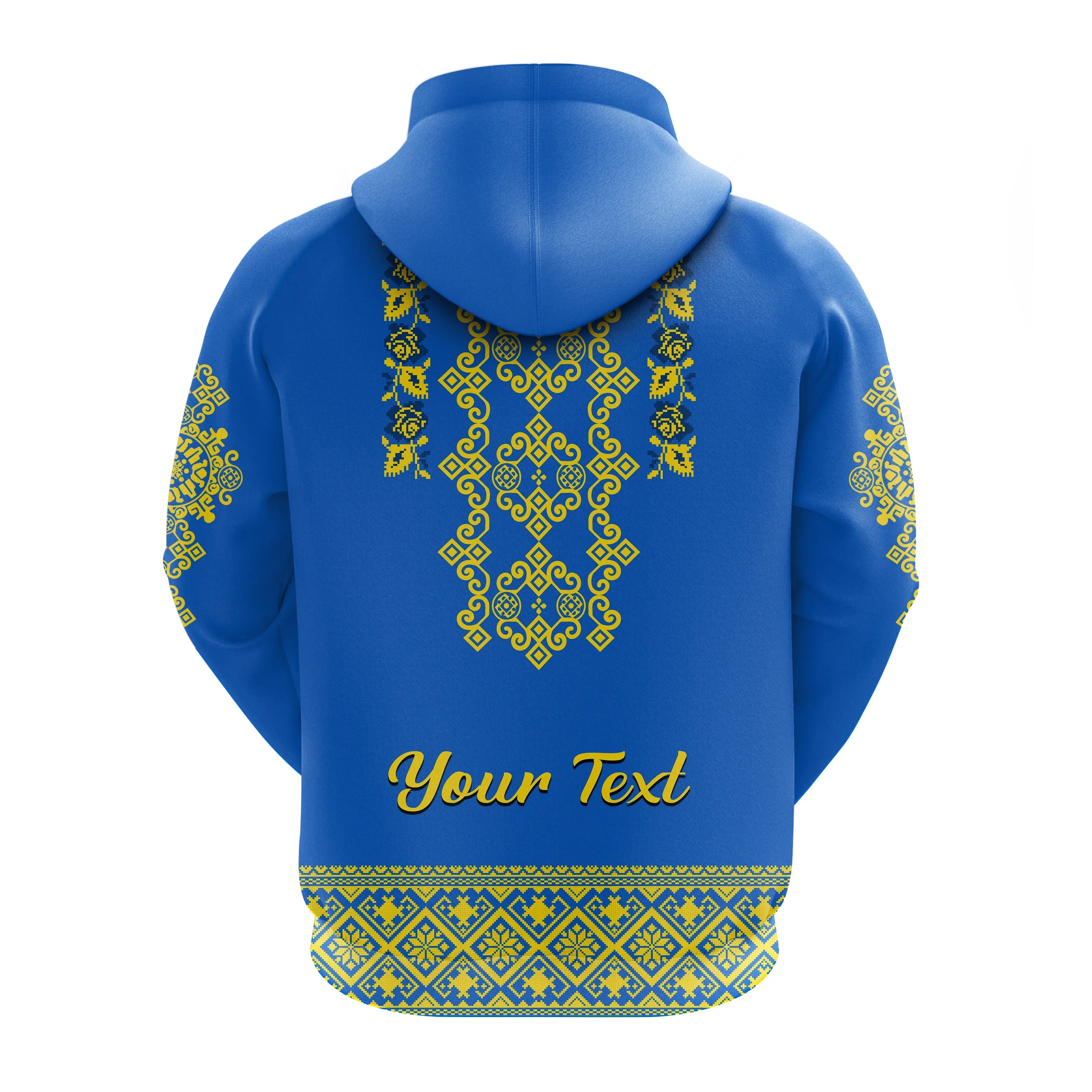 Custom Ukraine Hoodie Yellow Ukrainian Folk LT14