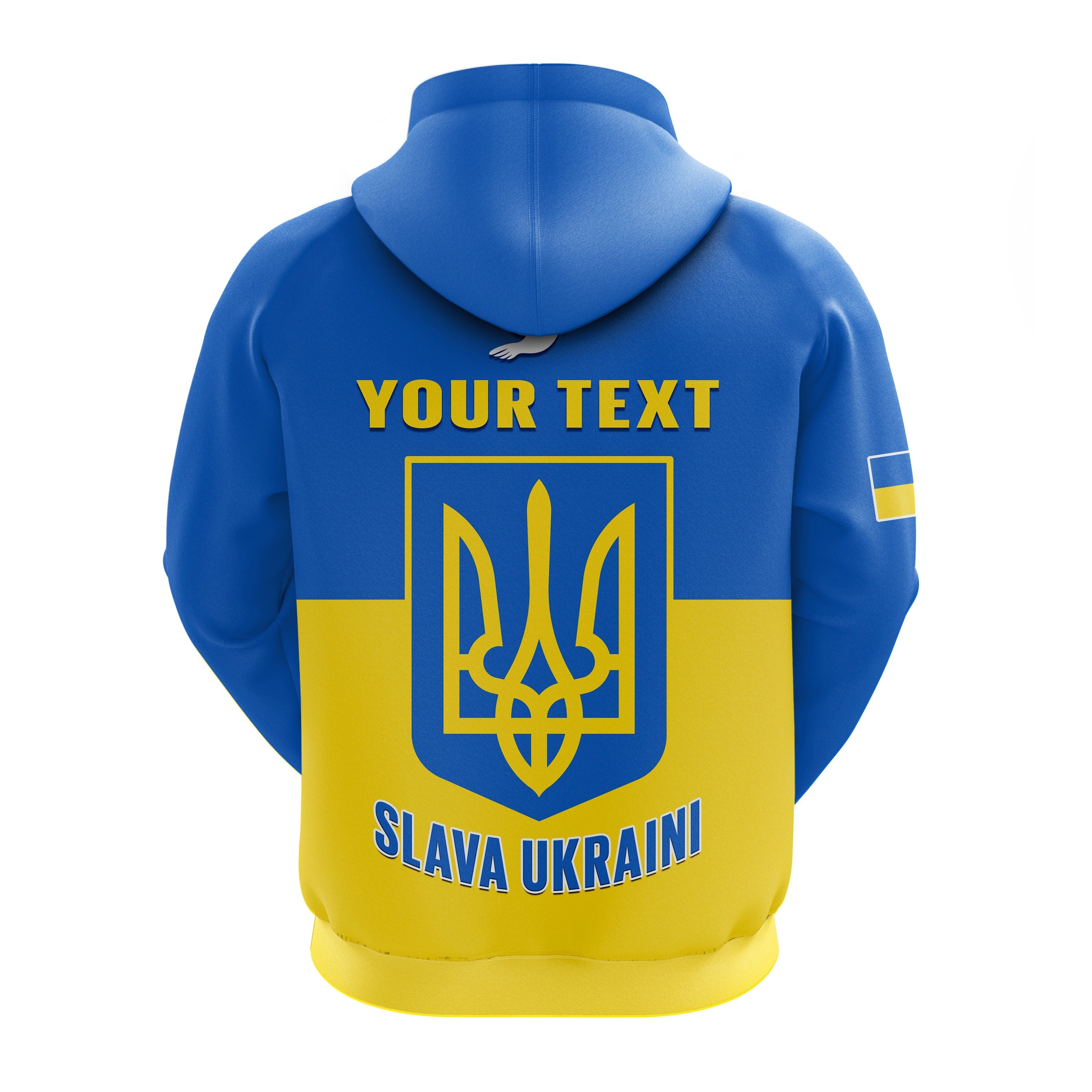 Custom Personalised Ukraine Hoodie Ukraine Gold Trident Slava Ukraini Blue LT14