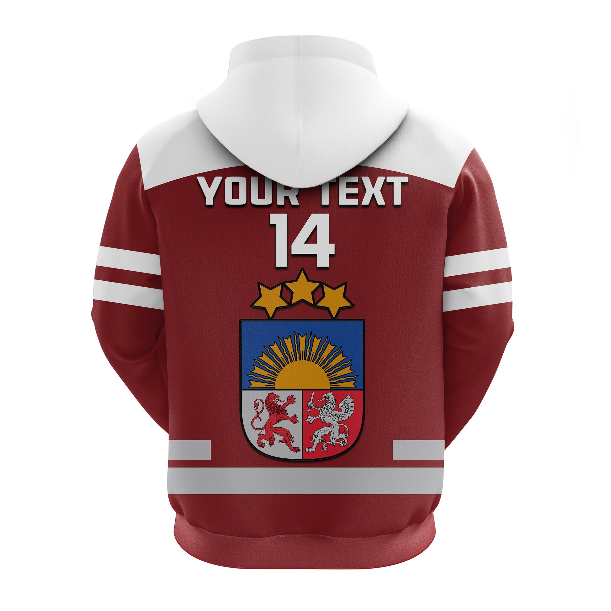 Custom Latvia Hockey 2023 Hoodie Red Sporty Style LT14