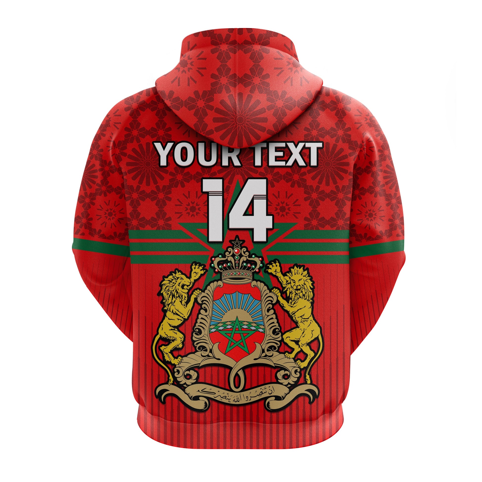 Custom Morocco Football Hoodie Football 2022 Red Moroccan Pattern LT14