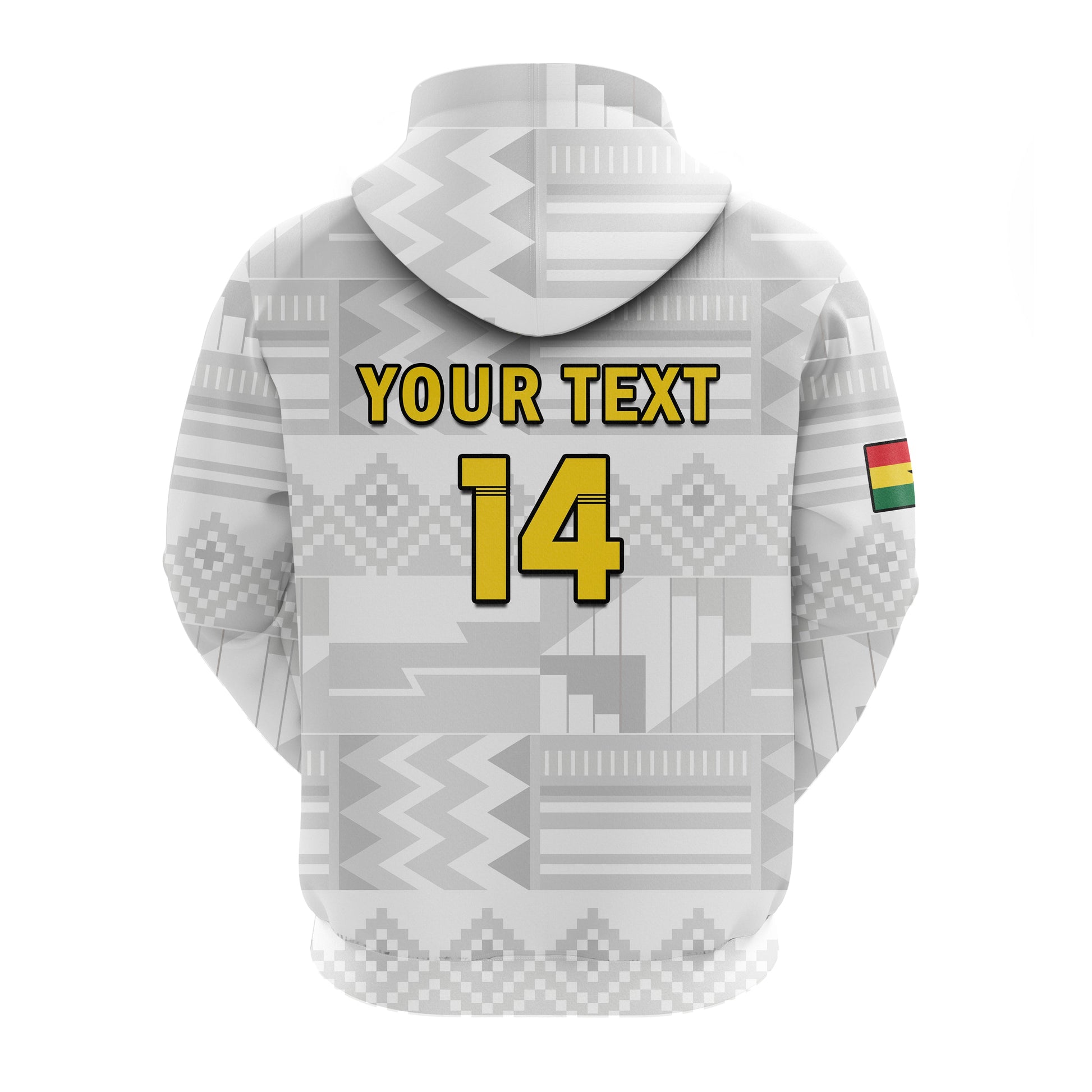 Custom Ghana Football Hoodie Black Stars Kente Football 2022 White LT14