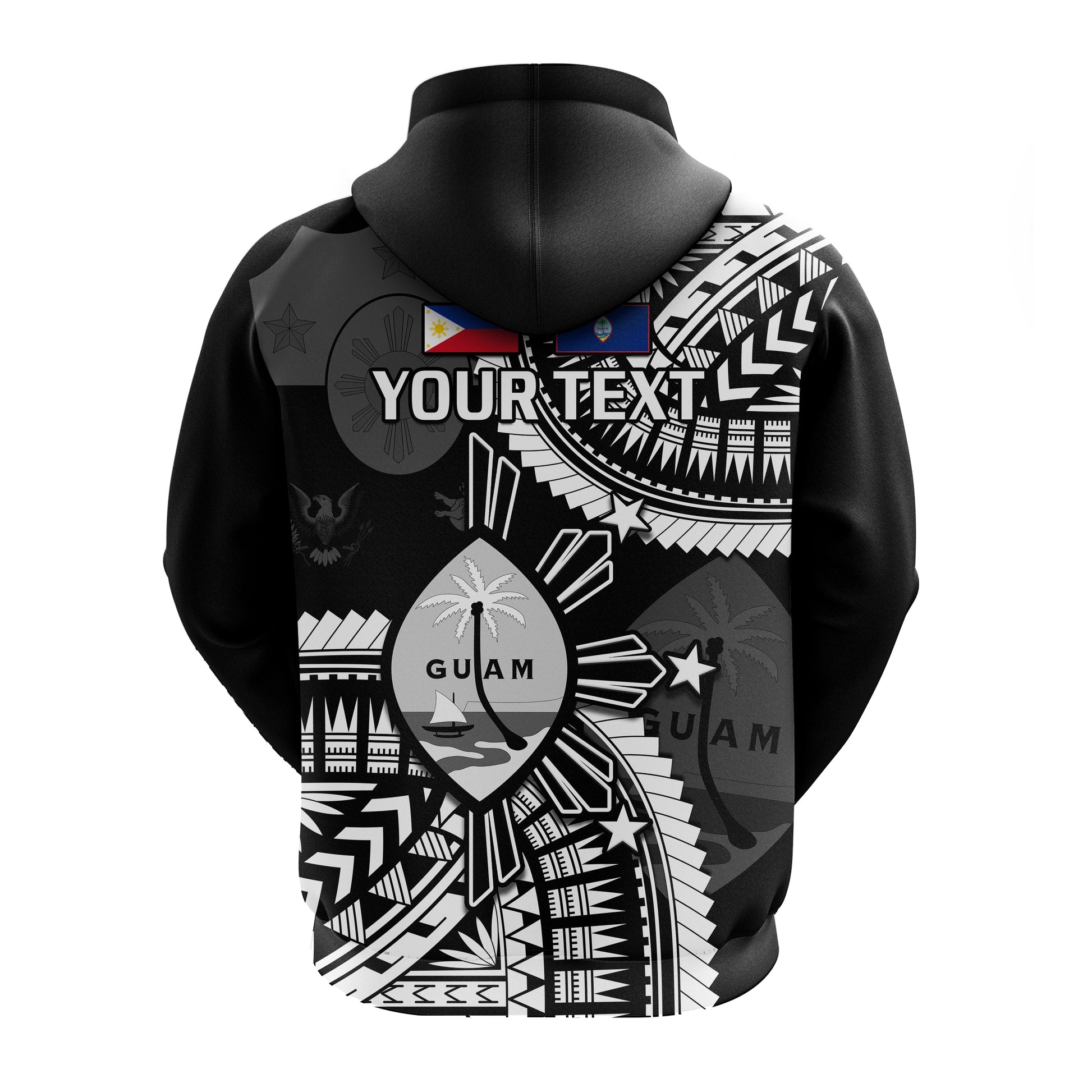 Custom Guam and Philippines Hoodie Guaman Filipinas Together Black LT14